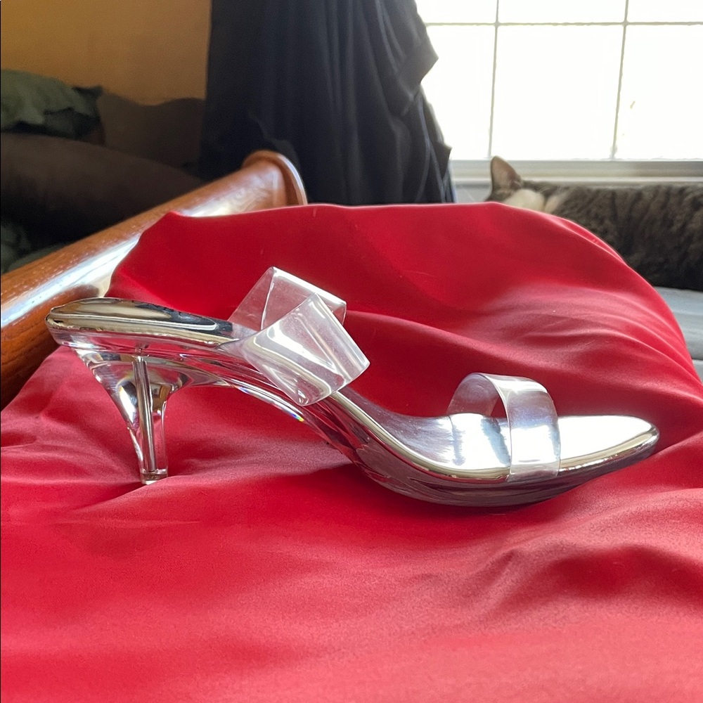 NBUUNBU Clear Heels Double Strap